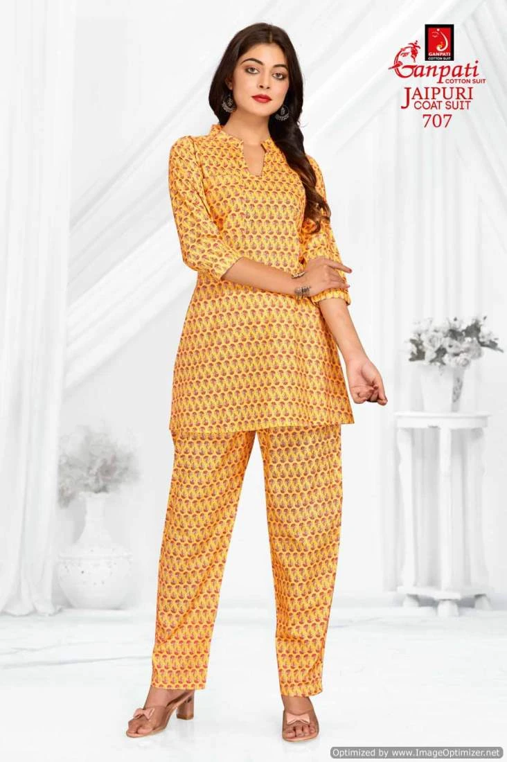 Ganpati Jaipuri Vol 7 Cotton Wholesale Kurti with Pant Catalog — Wholesale Kurtis, Ganpati wholesale from Surat - Gallery Image 14